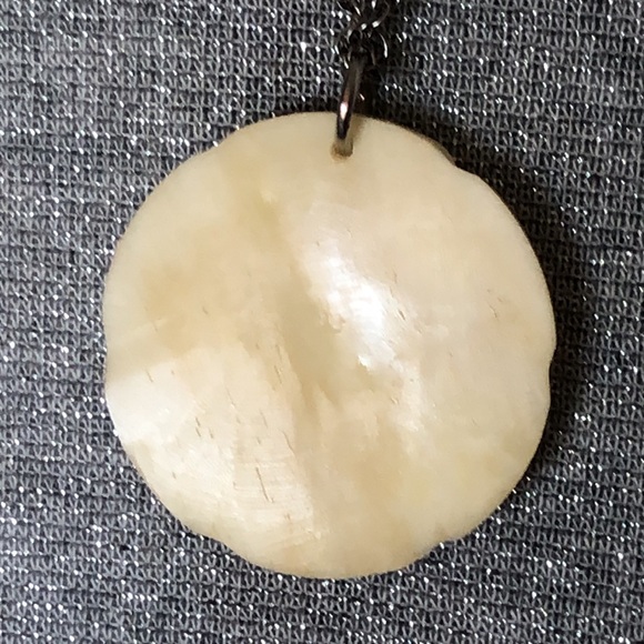 Carved ivory bone flower necklace 925 silver Avery sterling marked 20” antique - Picture 3 of 6